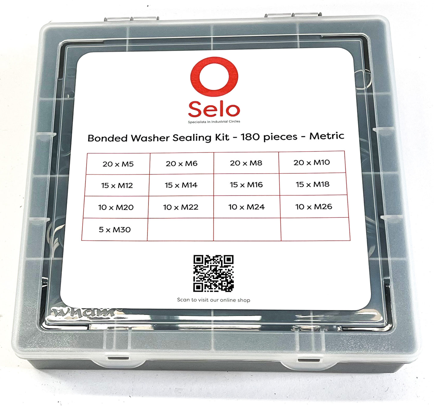 Bonded Washer Sealing Kit - Metric - 180 Piece Self Centering Seal - M5-30