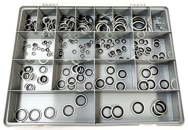 Bonded Washer Sealing Kit - Imperial & Metric - 210 Pieces - Self Centering Seal